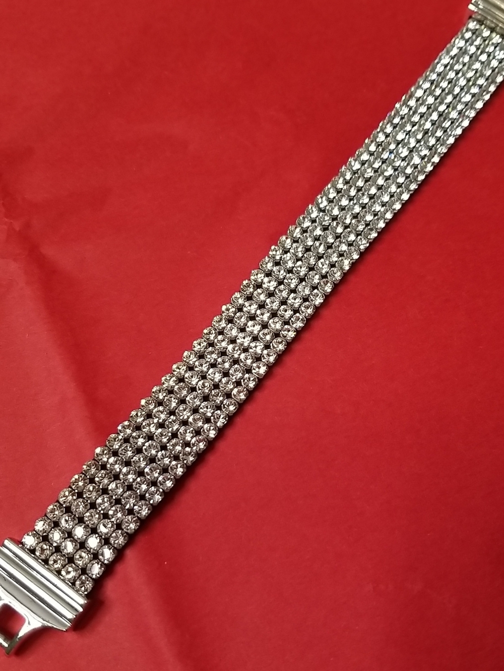 Swarovski CrystALP Five-row Chunky bracelet w/alligator snap closure EUC